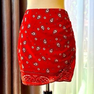 Superdown Red Bandana Mini Skirt